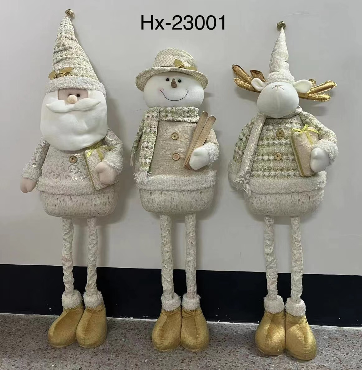 75伸缩浅金老人雪人鹿三色混